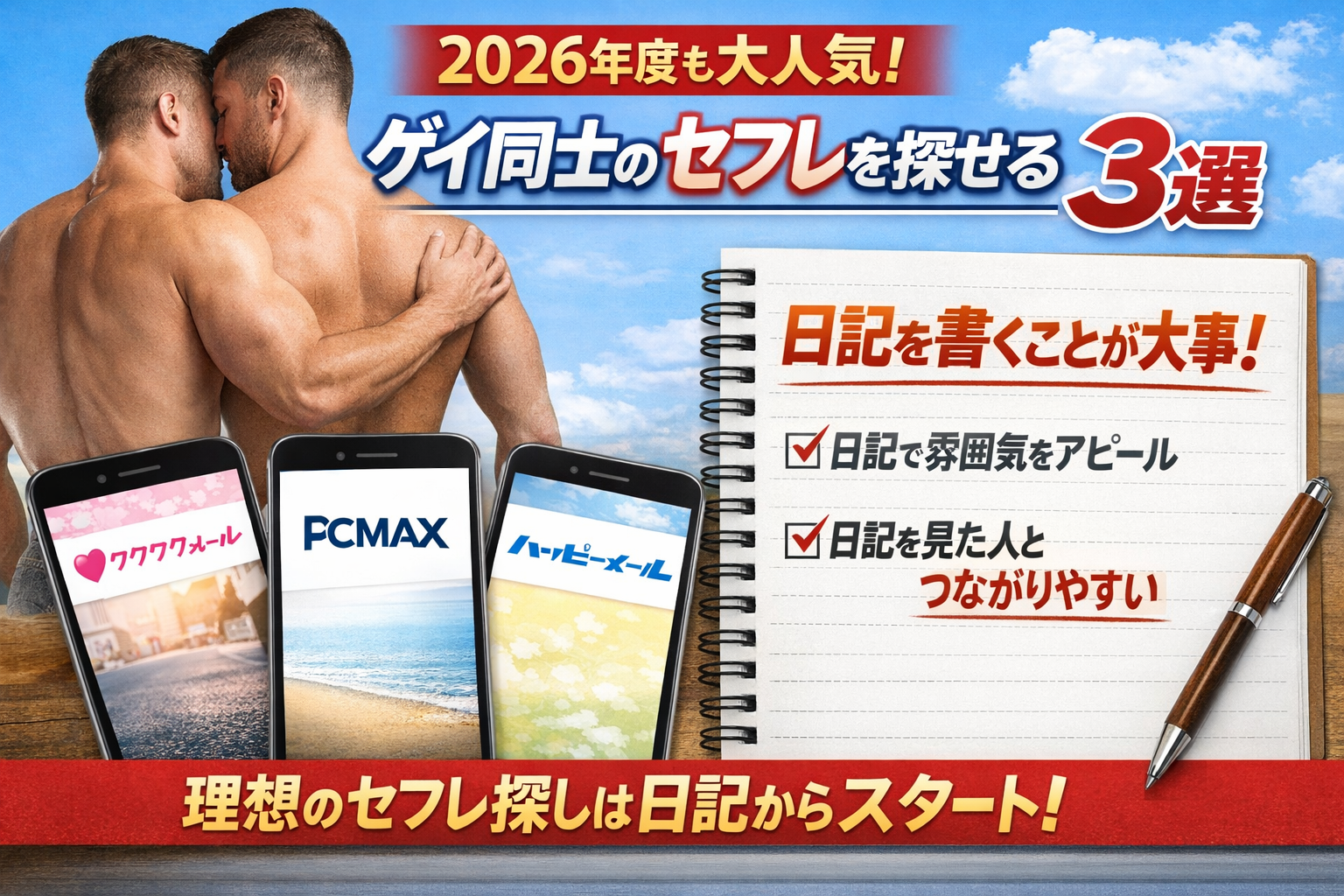 2026年度も大人気!ゲイ同士のセフレを探せるサイト3選